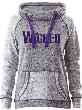 Wicked Musical Hoodie Womens Medium Gray Purple Logo Broadway Theater Lounge Top